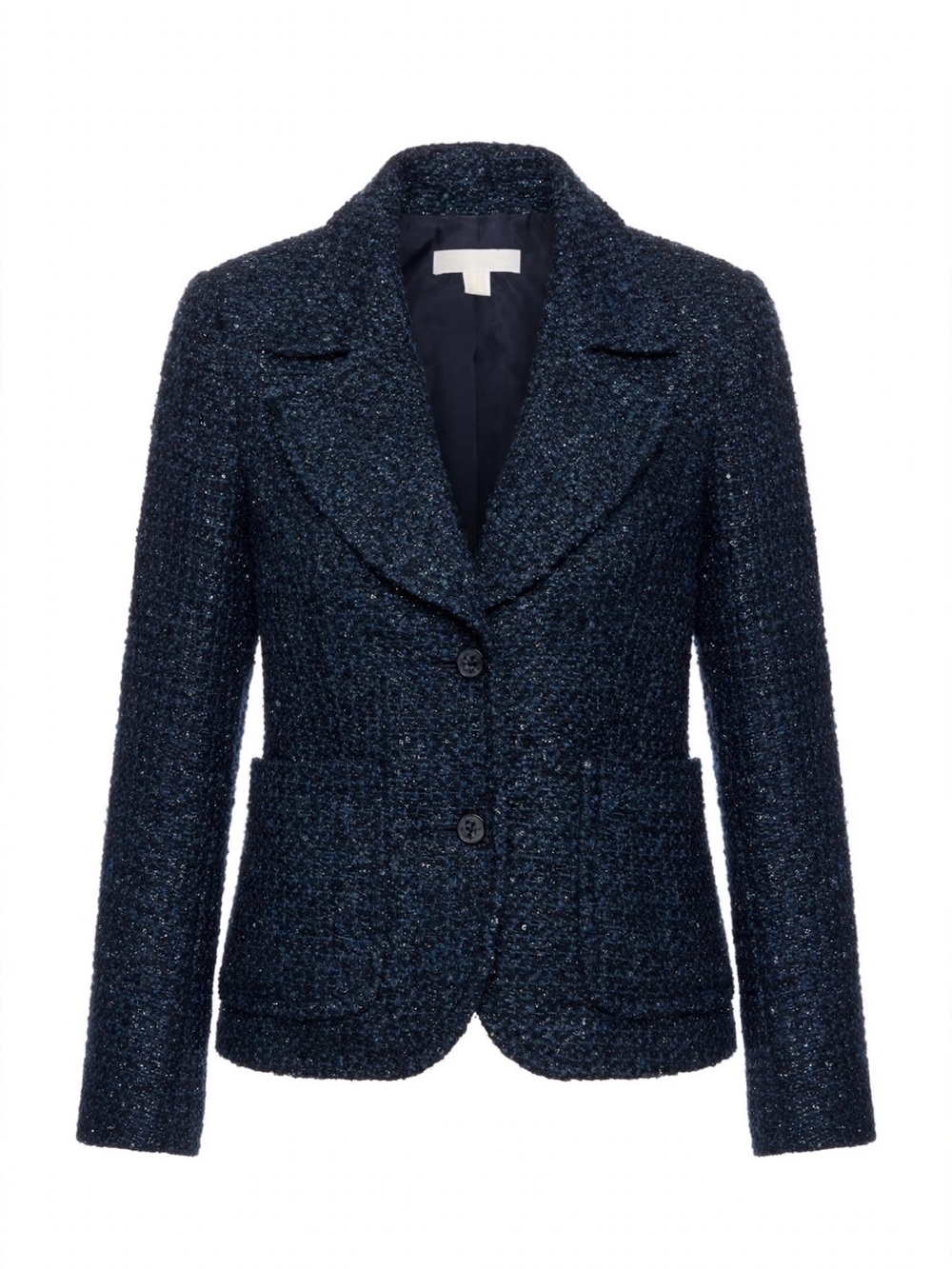 MICHAEL Michael Kors NWT Navy Tweed Blazer Sparkle Gold Chain Sz 6 MSRP $250